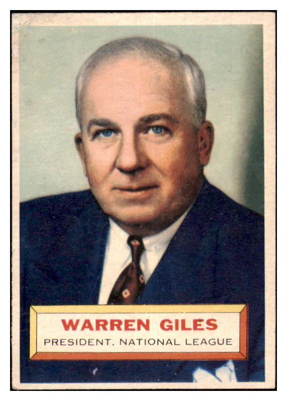 1956 Topps Baseball #002 Warren Giles President VG-EX Gray 480359
