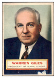 1956 Topps Baseball #002 Warren Giles President VG-EX Gray 480359
