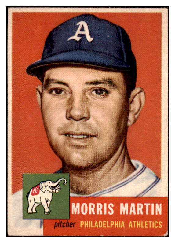 1953 Topps Baseball #227 Morrie Martin A's VG 480517