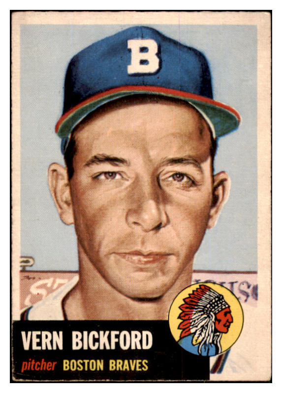 1953 Topps Baseball #161 Vern Bickford Braves VG-EX 480534