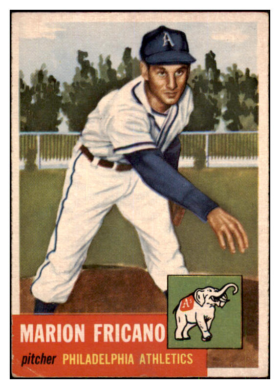 1953 Topps Baseball #199 Marion Fricano A's EX 480569