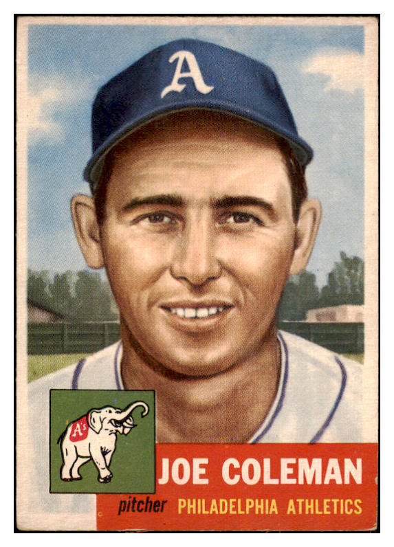 1953 Topps Baseball #279 Joe Coleman A's EX 480577