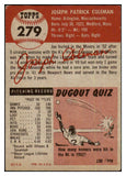 1953 Topps Baseball #279 Joe Coleman A's EX 480577