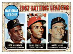 1968 Topps Baseball #001 N.L. Batting Leaders Clemente EX 480658