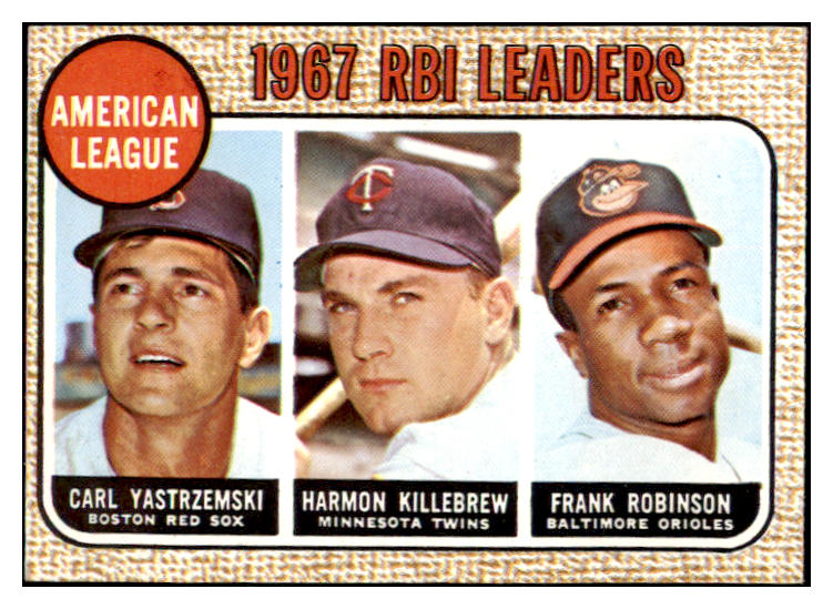 1968 Topps Baseball #004 A.L. RBI Leaders Yastrzemski EX 480661