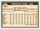 1967 Topps Baseball #211 Minnesota Twins Team EX 481069