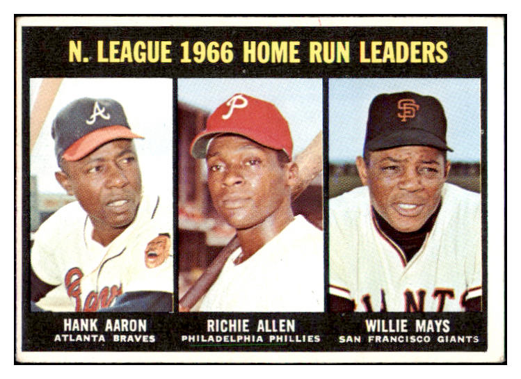 1967 Topps Baseball #244 N.L. Home Run Leaders Aaron Mays EX 481076