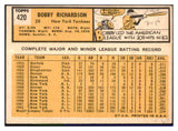 1963 Topps Baseball #420 Bobby Richardson Yankees EX 481426