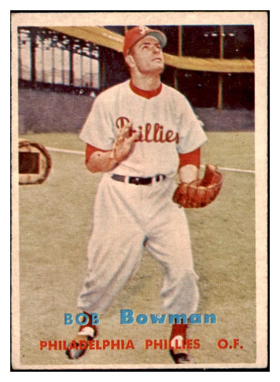 1957 Topps Baseball #332 Bob Bowman Baseball Phillies VG-EX 481476