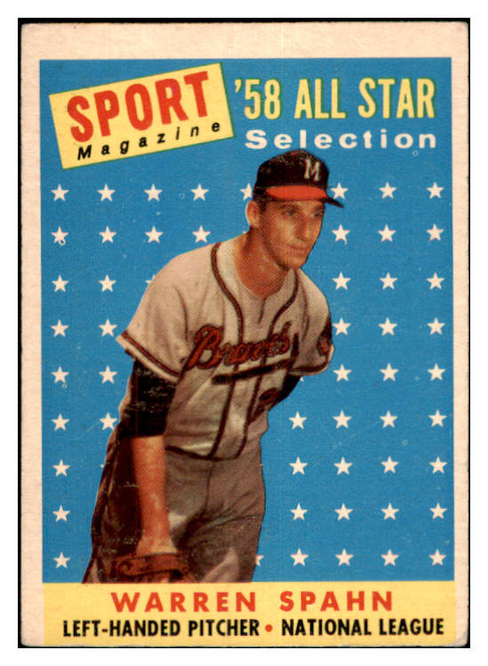 1958 Topps Baseball #494 Warren Spahn A.S. Braves VG-EX 481544