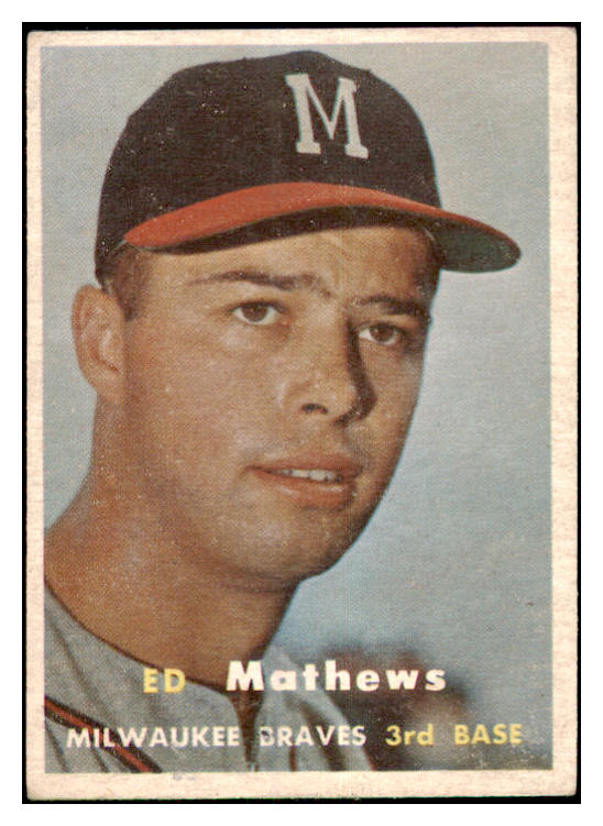 1957 Topps Baseball #250 Eddie Mathews Braves EX-MT 481550