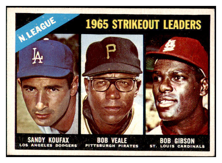 1966 Topps Baseball #225 N.L. Strike Out Leaders Sandy Koufax VG-EX 481583