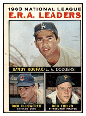 1964 Topps Baseball #001 N.L. ERA Leaders Sandy Koufax VG-EX 481636