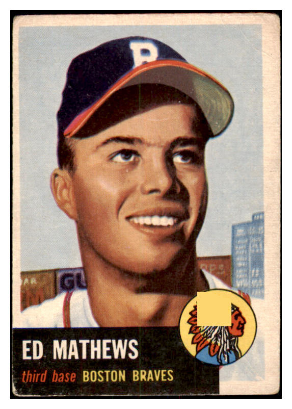 1953 Topps Baseball #037 Eddie Mathews Braves VG 481811
