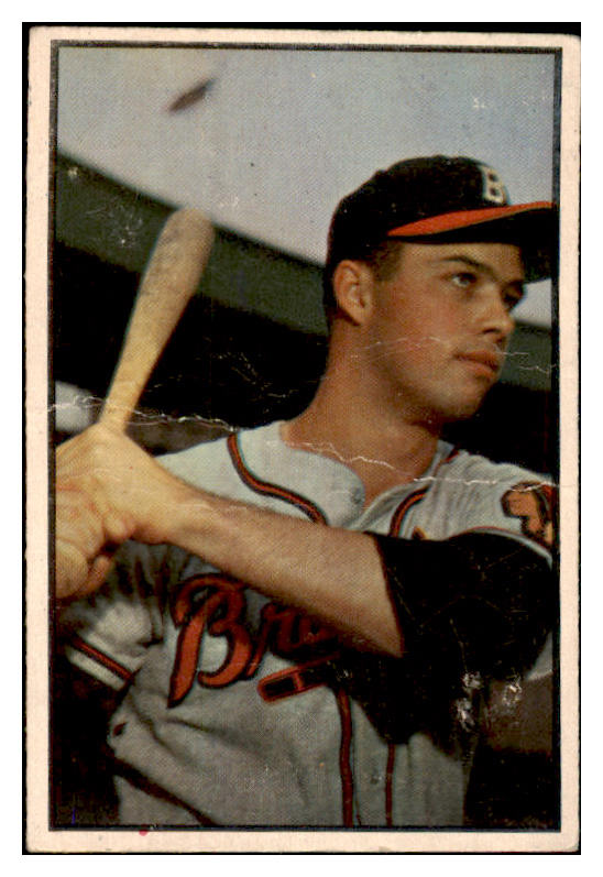 1953 Bowman Color Baseball #097 Eddie Mathews Braves Good 481833