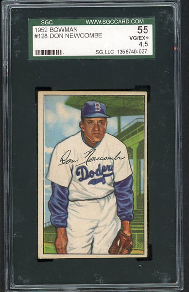 1952 Bowman Baseball #128 Don Newcombe Dodgers SGC 4.5 VG-EX+ 482047