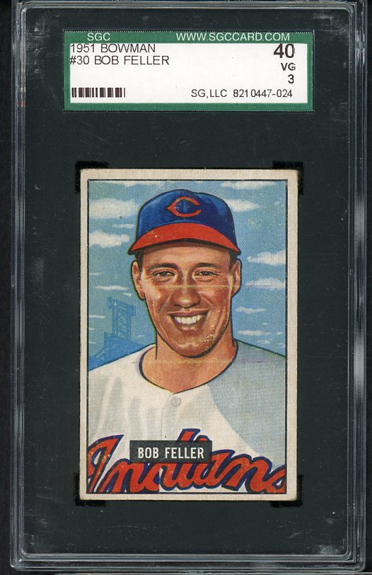 1951 Bowman Baseball #030 Bob Feller Indians SGC 40 VG 482048