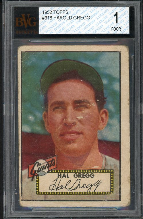 1952 Topps Baseball #318 Hal Gregg Giants BVG 1 PR 482058
