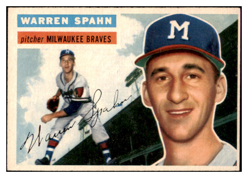 1956 Topps Baseball #010 Warren Spahn Braves EX-MT Gray 482260