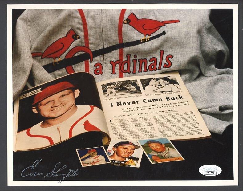 Enos Slaughter Cardinals Signed 8 X 10 JSA Auth 482425
