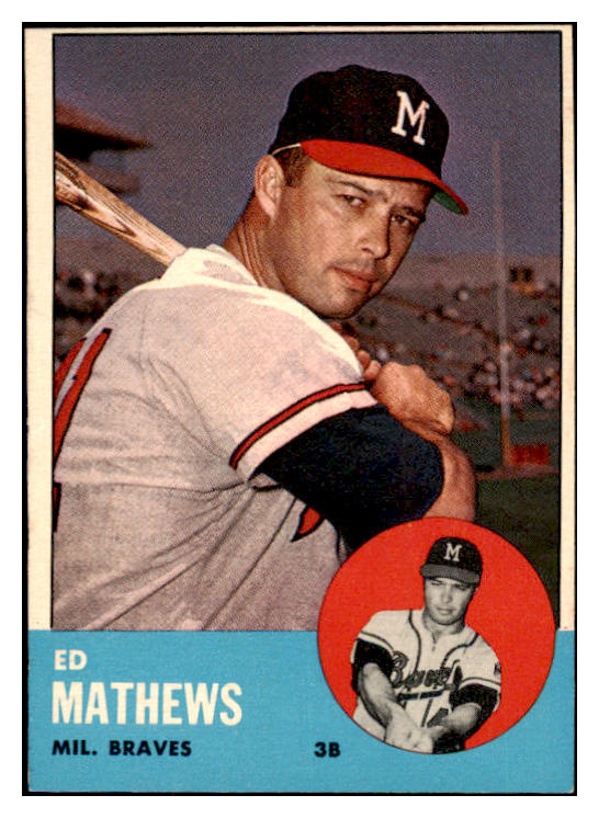 1963 Topps Baseball #275 Eddie Mathews Braves EX 482449