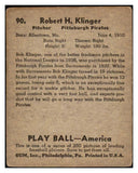 1939 Play Ball #090 Bob Klinger Pirates VG 482555