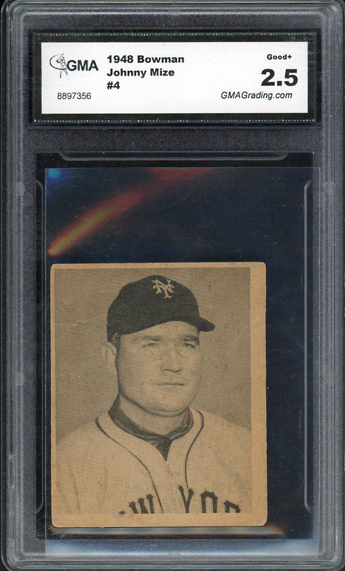 1948 Bowman Baseball #004 Johnny Mize Giants GMA 2.5 GD+ 482644