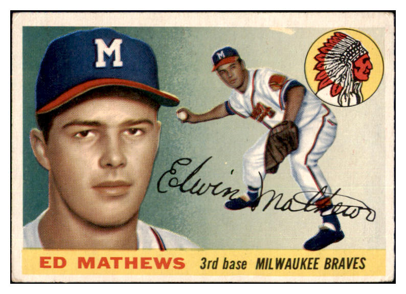 1955 Topps Baseball #155 Eddie Mathews Braves VG-EX 482873