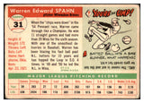 1955 Topps Baseball #031 Warren Spahn Braves Fair 482879