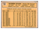 1963 Topps Baseball #320 Warren Spahn Braves Good 482926