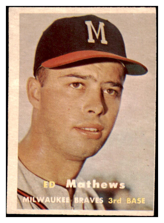 1957 Topps Baseball #250 Eddie Mathews Braves EX 482941