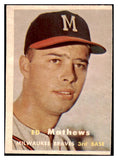 1957 Topps Baseball #250 Eddie Mathews Braves EX 482941