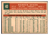 1959 Topps Baseball #040 Warren Spahn Braves VG-EX Obscure 482966