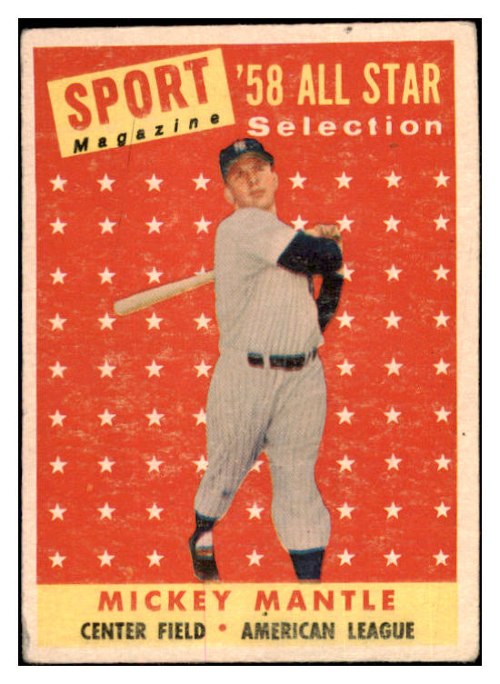 1958 Topps Baseball #487 Mickey Mantle A.S. Yankees VG-EX 482975