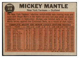 1962 Topps Baseball #318 Mickey Mantle IA Yankees VG-EX 482988