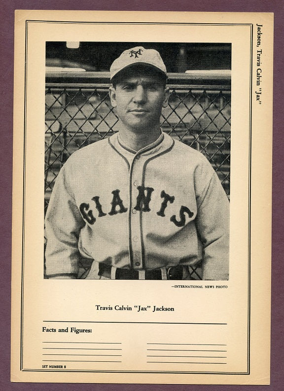 1946-49 Sports Exchange Travis Jackson Giants NR-MT 483041
