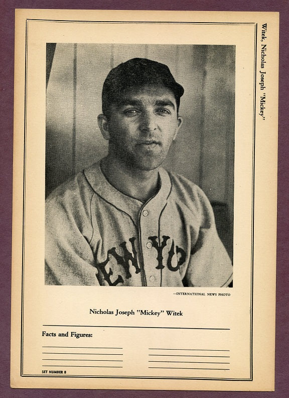 1946-49 Sports Exchange Mickey Witek Giants EX-MT 483043