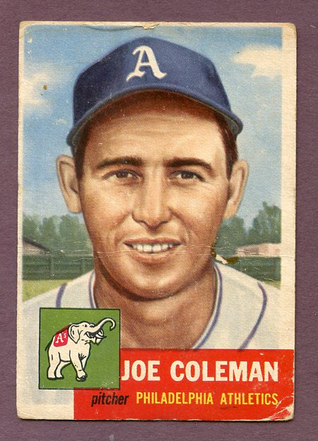 1953 Topps Baseball #279 Joe Coleman A's Good 483240