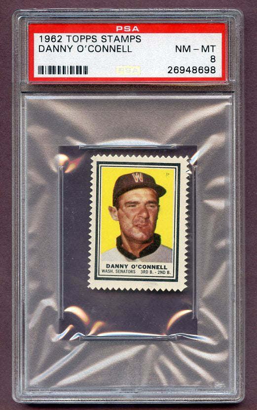 1962 Topps Baseball Stamps Danny O'Connell Senators PSA 8 NM/MT 483797