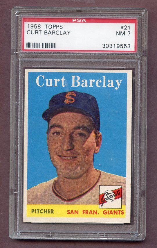 1958 Topps Baseball #021 Curt Barclay Giants PSA 7 NM 483814