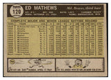 1961 Topps Baseball #120 Eddie Mathews Braves VG-EX 484066