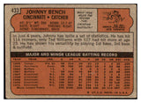1972 Topps Baseball #433 Johnny Bench Reds VG-EX 484136