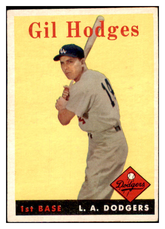1958 Topps Baseball #162 Gil Hodges Dodgers EX 484207