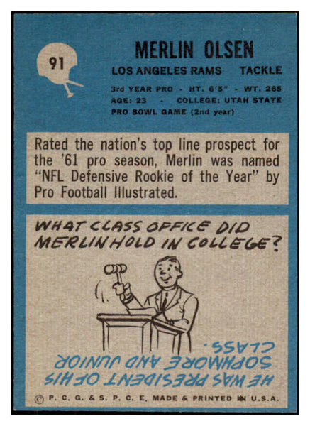 1964 Philadelphia Football #091 Merlin Olsen Rams EX-MT 484500