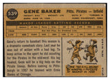 1960 Topps Baseball #539 Gene Baker Pirates VG-EX 484517