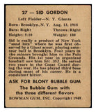 1948 Bowman Baseball #027 Sid Gordon Giants VG-EX 484581