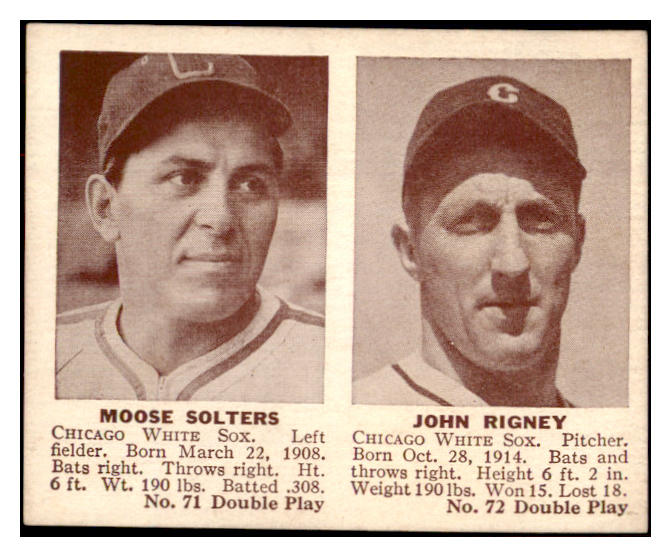 1941 Double Play #071/72 Moose Solters John Rigney EX-MT 484656