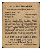 1948 Bowman Baseball #031 Bill McCahan A's VG 484771