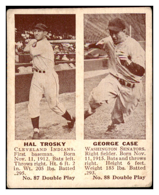 1941 Double Play #087/88 Hal Trosky George Case GD-VG 484783