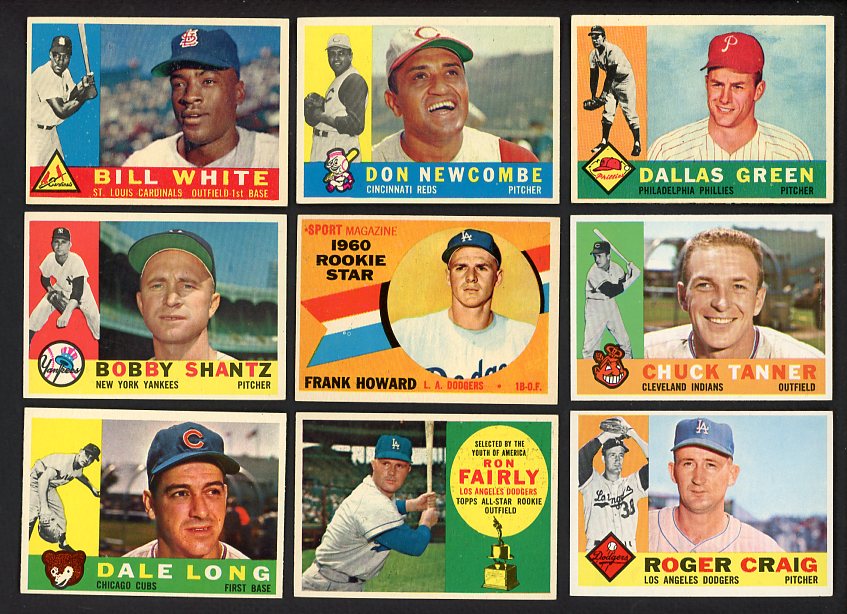 1960 Topps Set Lot 114 Diff EX-MT Newcombe Howard White